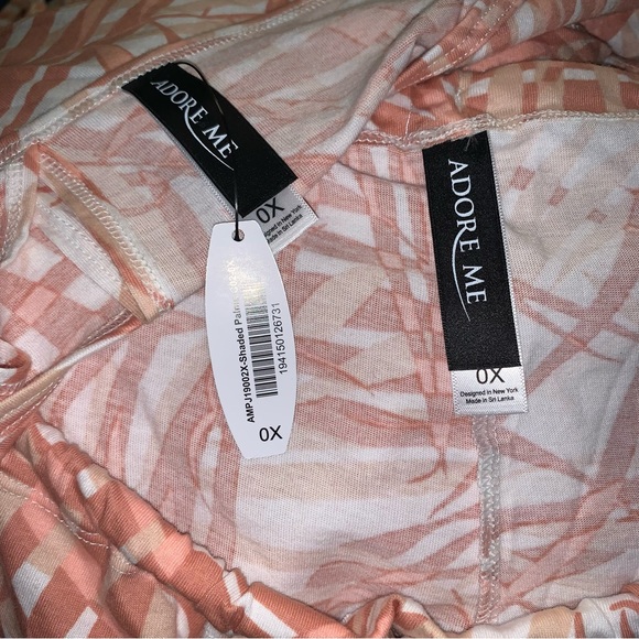 Women’s 0X ADORE ME 2-PC Top & Shorts Set SHADED PALMS Clay Tan Sleep Lounge NWT - Picture 14 of 16
